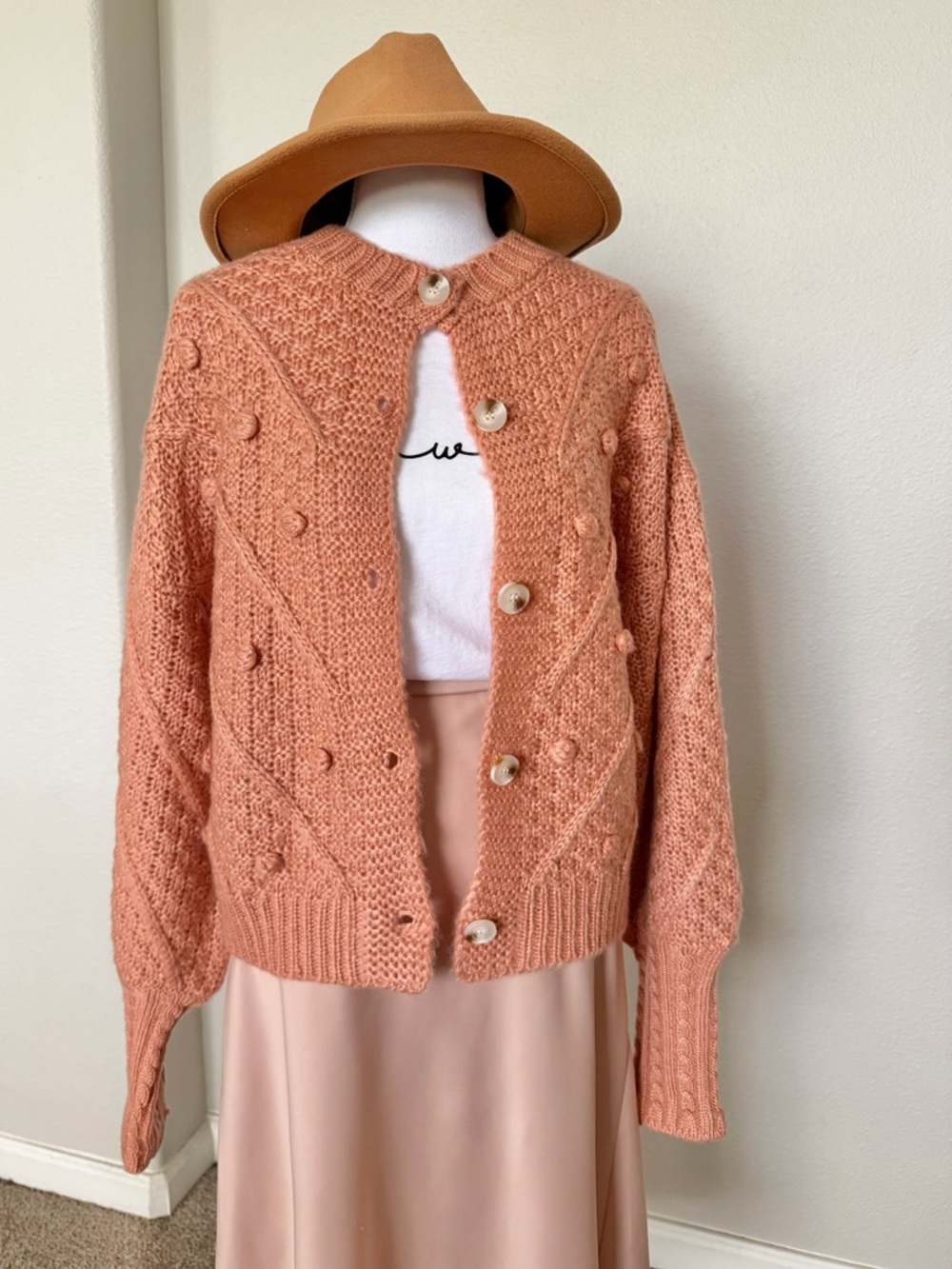 NWT Very J - Coastal Grandma Blush Oversized Button Up Cardigan Sweater